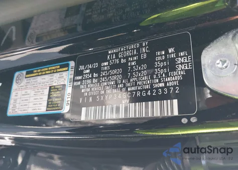 2024 Kia Telluride Ex z USA, uszkodzony, nr VIN 5XYP34GC7RG423372